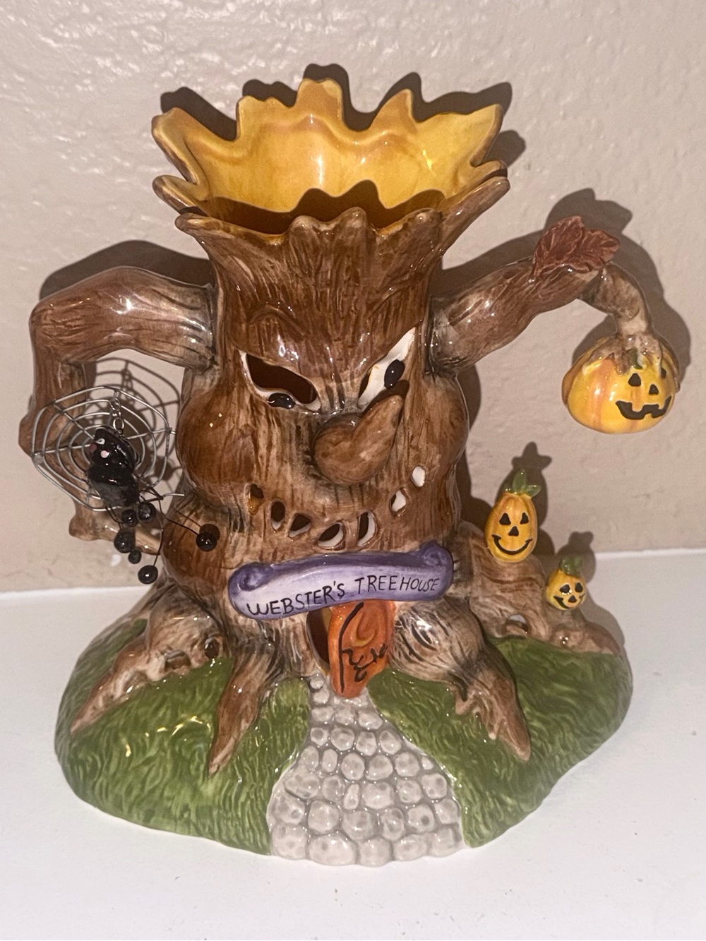 Blue Sky Webster's Treehouse Large Tealight Candle Holder Halloween Decor NEW